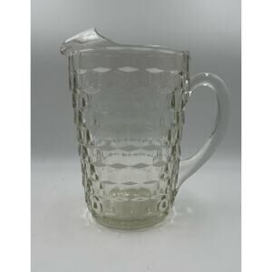 Vintage American Fostoria Cubist Square Cut Water Pitcher Heavy 52 Ounce